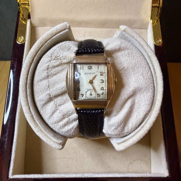 Vintage 1940s Benrus 10k Gold Plated Tank Watch, 27mm - Not Running - Picture 1 of 5